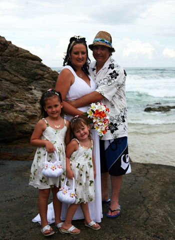 Tanya & Bill's Tropical Themed Beach Wedding at North Burleigh Beach at Burleigh heads on the Central Gold Coast